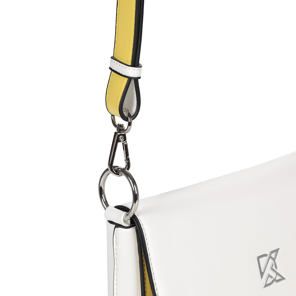 Бело-желтая сумка из экокожи с дополнительной ручкой KEDDO