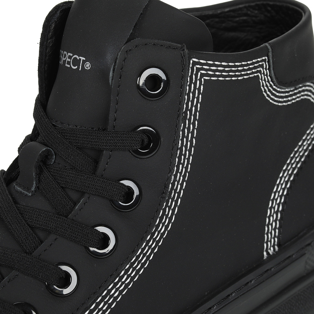 Черные кеды из кожи на подкладке из текстиля Respect