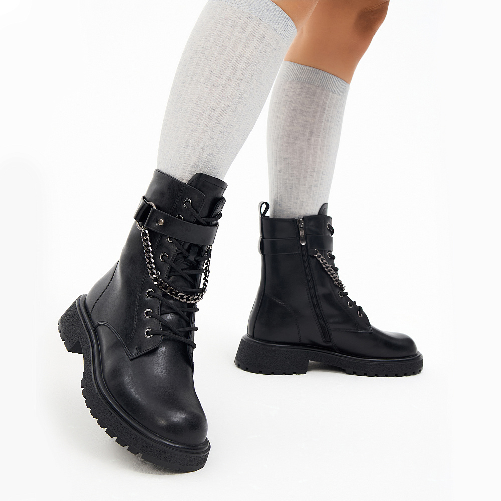 Черные зимние ботинки из кожи Respect