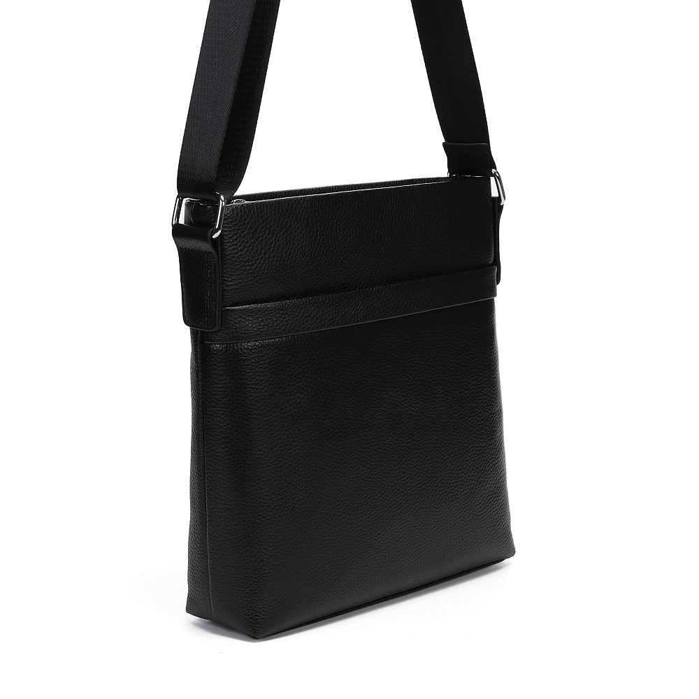 Черная сумка планшет из гладкой кожи Respect