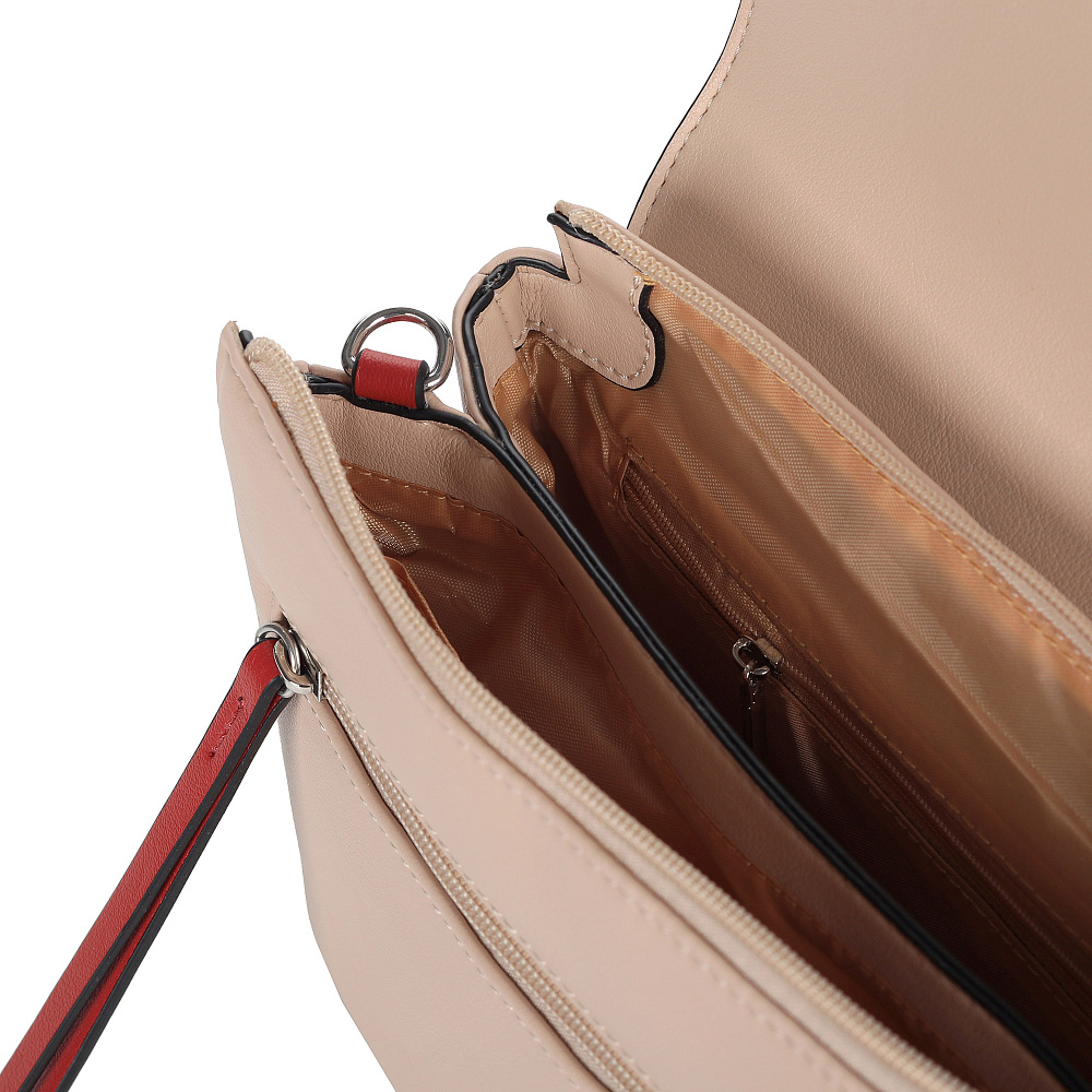 Бежевая сумка мессенджер из экокожи Portofiano