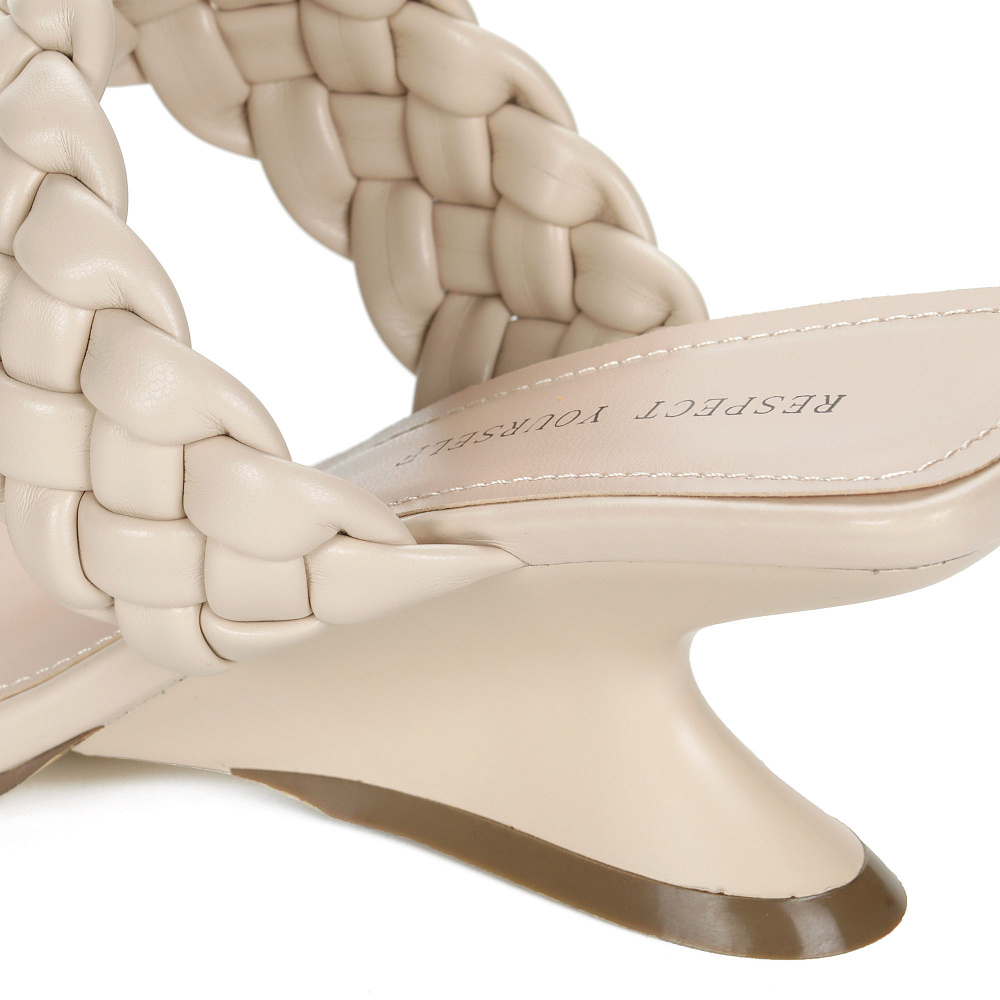 Бежевые сабо из плетеной экокожи на подкладке из экокожи Respect