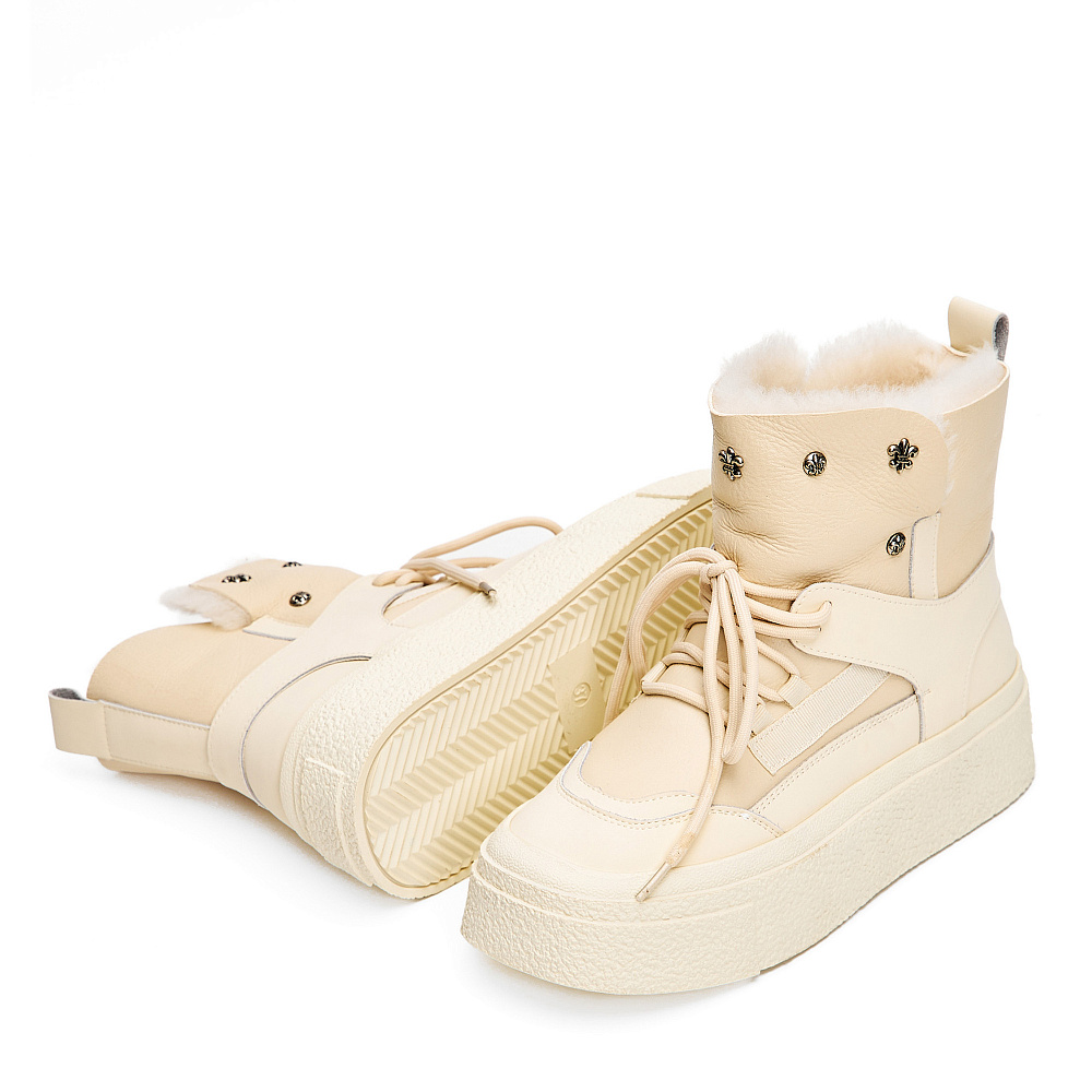 Дутики луноходы из кожи рисового цвета Respect