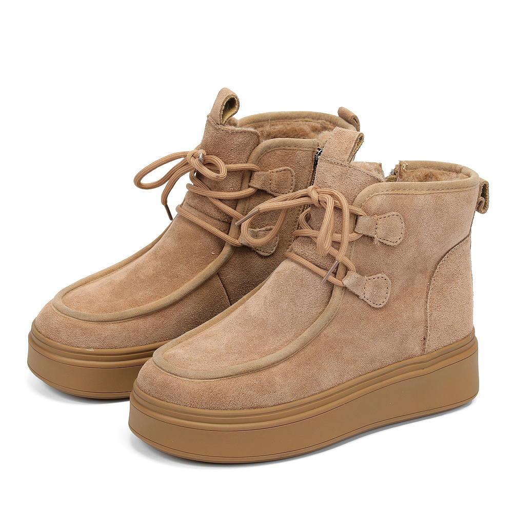 Коричневые зимние ботинки из бархатистого велюра Respect