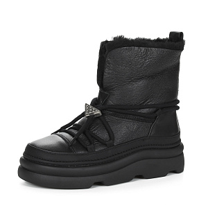 Черные зимние ботинки из гладкой кожи