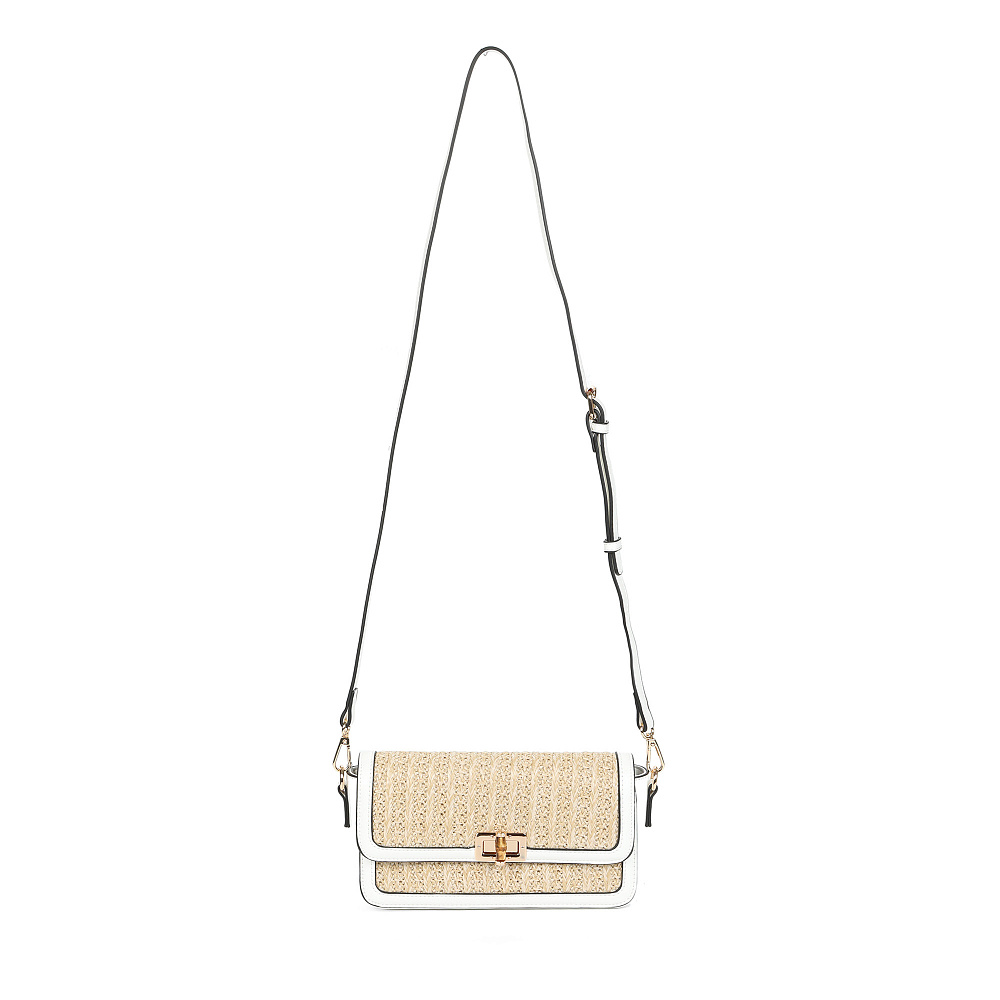 Бело-бежевая сумка из экокожи и текстиля Respect