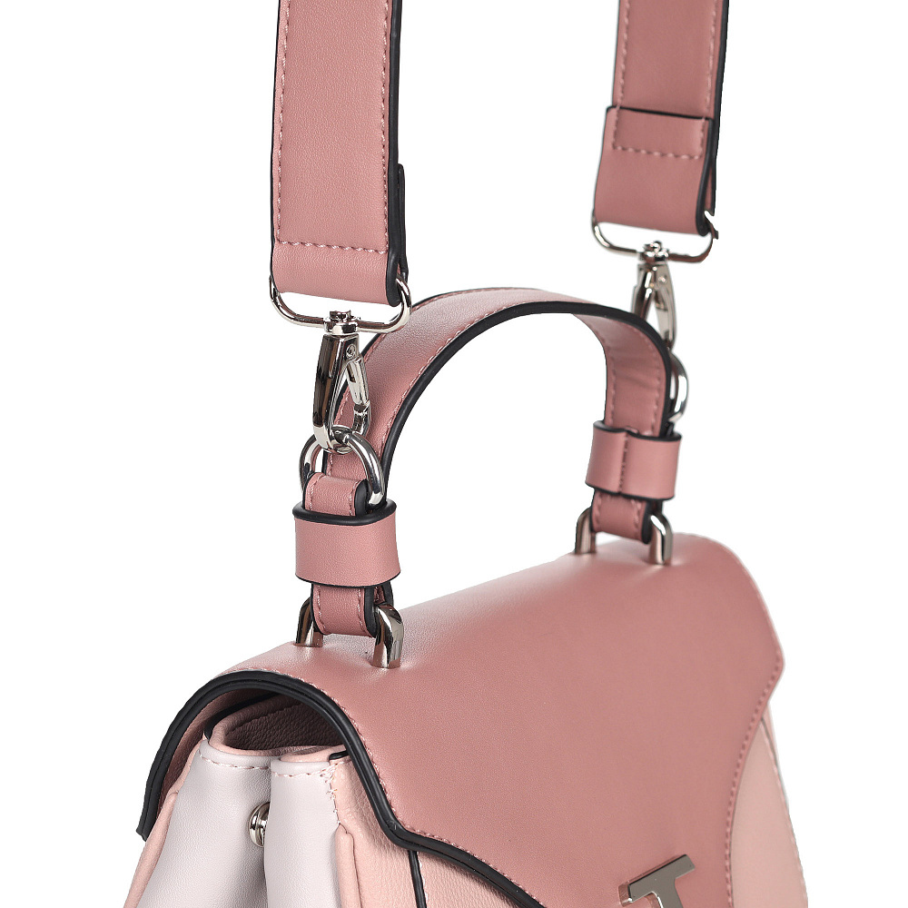 Розовая сумка сэтчел из экокожи с дополнительной ручкой Portofiano