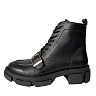 Черные ботинки на шнуровке с ремнем из кожи на подкладке из натурального меха на рифленой подошве