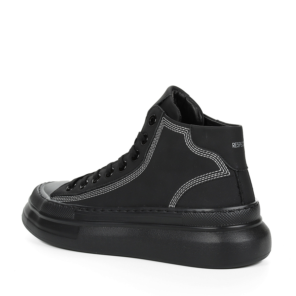 Черные кеды из кожи на подкладке из текстиля Respect