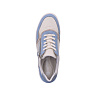 Бело-голубые кроссовки из кожи и экокожи