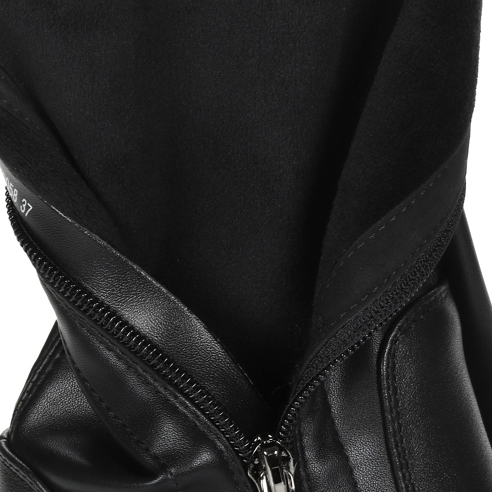 Черные утепленные ботфорты из кожи и стрейч кожи Respect