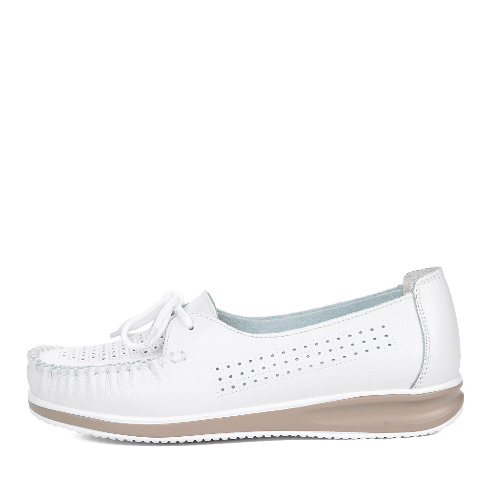 Белые топсайдеры из кожи с перфорацией Respect