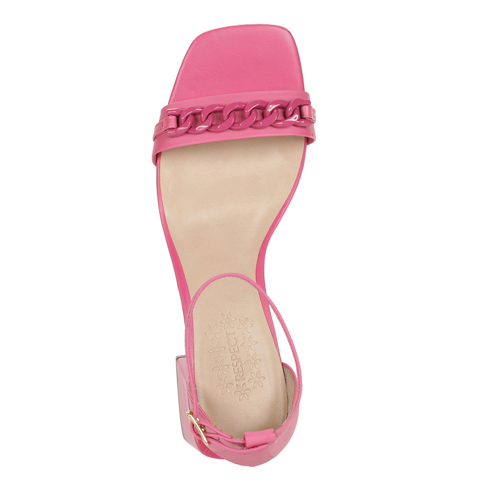 Босоножки цвета фуксия с декором из цепи из кожи на подкладке из экокожи на квадратном каблуке Respect