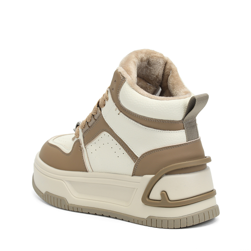 Бело-бежевые высокие кеды из кожи RSP LAB