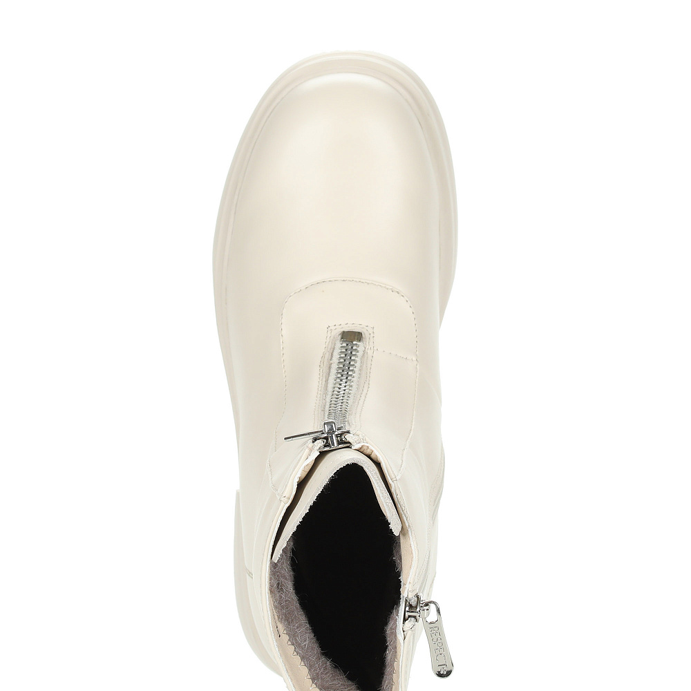 Светлые утепленные полусапоги из гладкой кожи Respect