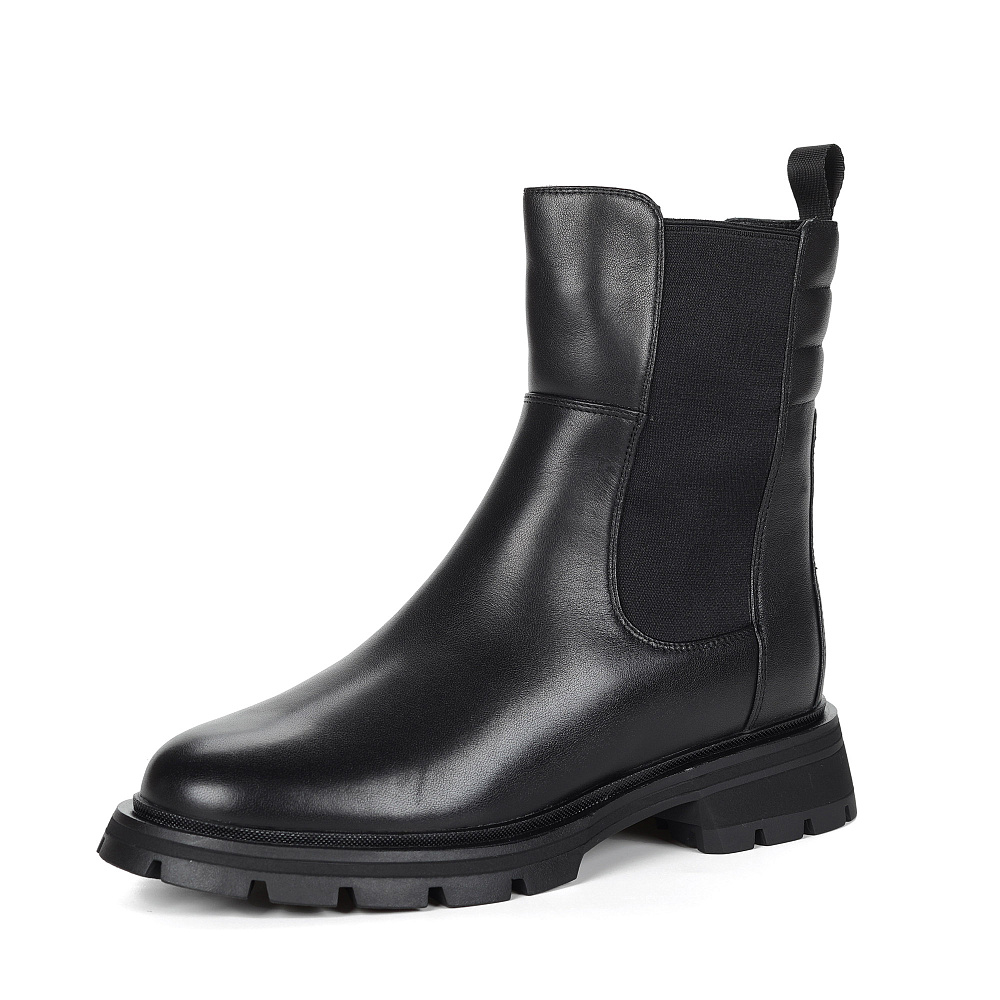 Черные ботинки челси из кожи на подкладке из натуральной шерсти на тракторной подошве Respect