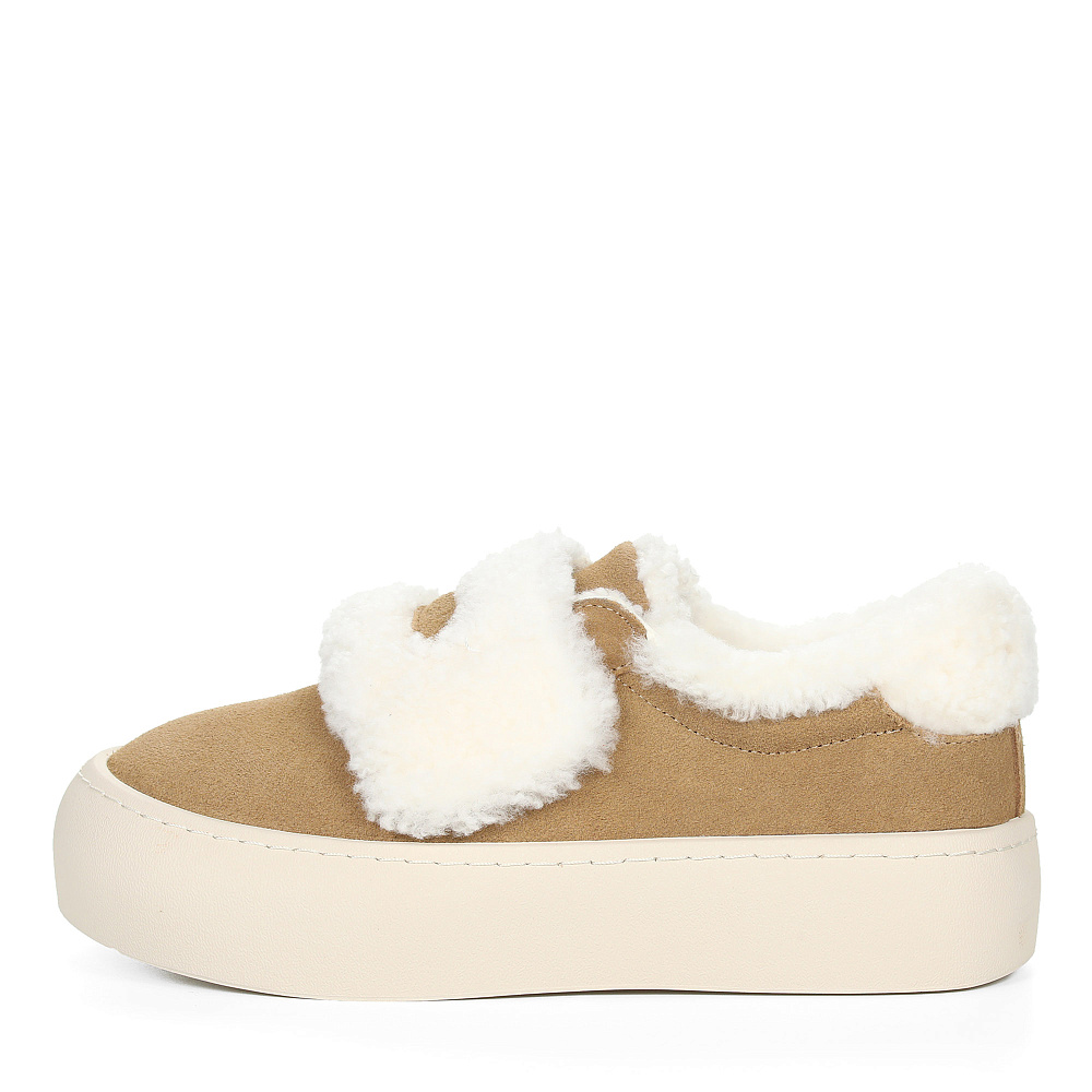 Бежевые утепленные слипоны из бархатистого велюра Respect