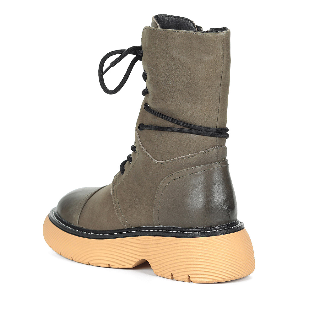 Оливковые ботинки из кожи на подкладке из натуральной шерсти Respect