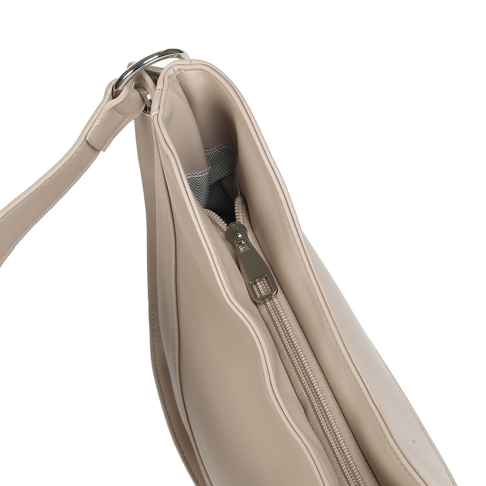 Бежевая сумка хобо из экокожи Respect