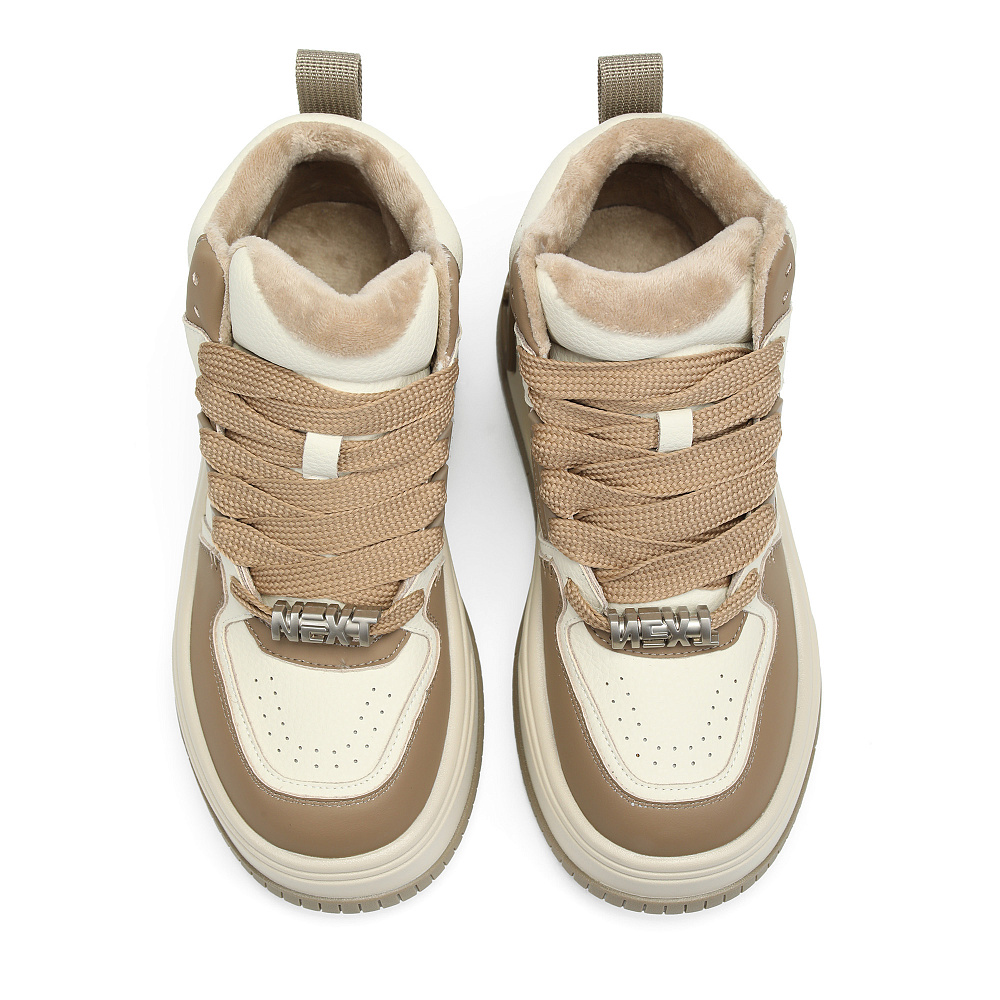 Бело-бежевые высокие кеды из кожи RSP LAB