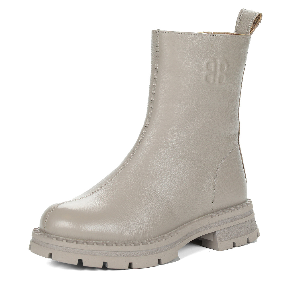 Серые утепленные полусапоги из гладкой кожи Respect