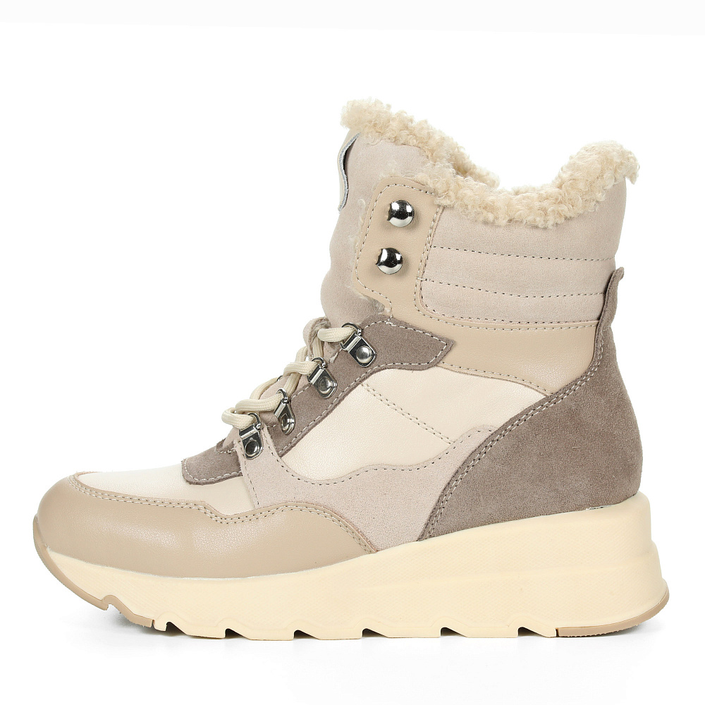 Бежевые утепленные хайкеры из кожи Respect