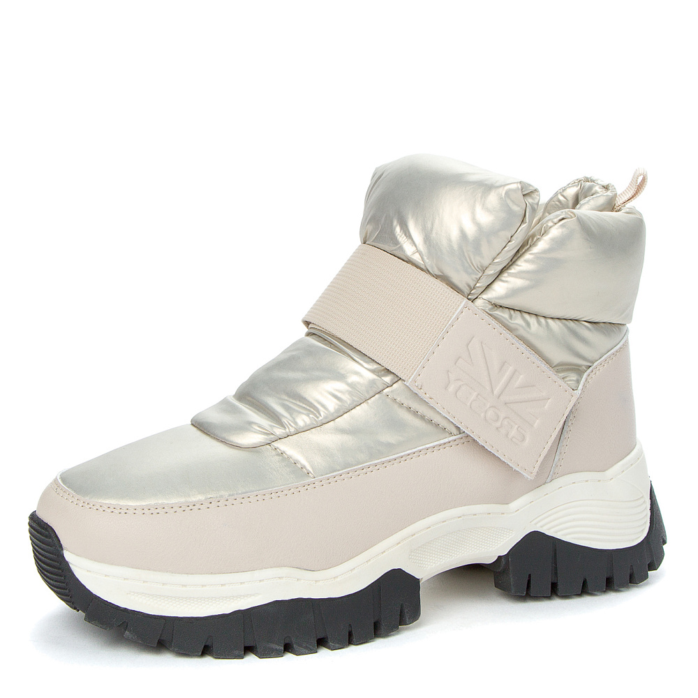 Бежевые дутики из экокожи и текстиля Respect