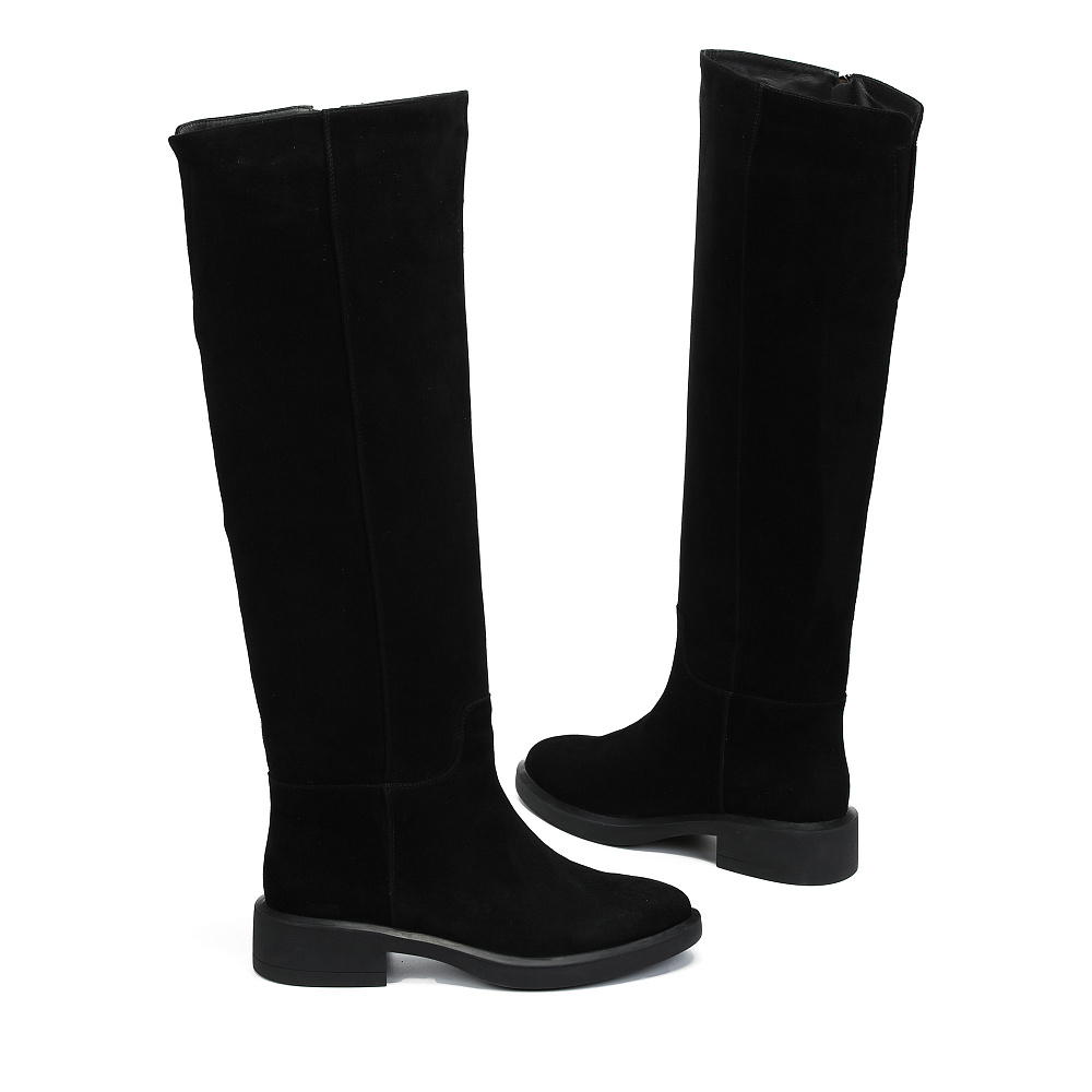 Черные утепленные ботфорты из велюра RESPECT PREMIUM