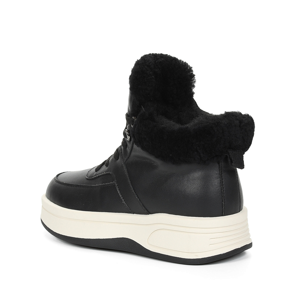 Черные утепленные кеды из кожи Respect