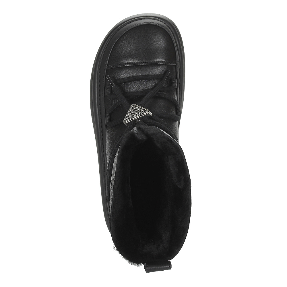 Черные зимние ботинки из гладкой кожи Respect