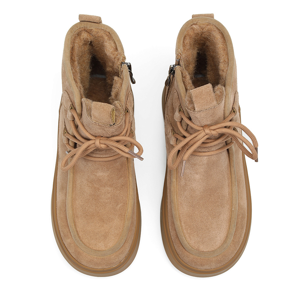 Коричневые зимние ботинки из бархатистого велюра Respect