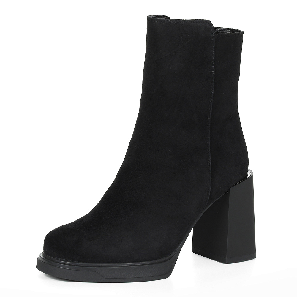 Черные утепленные ботильоны из натурального велюра Respect