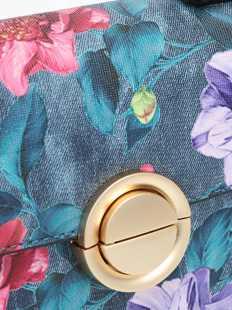 Синяя сумка мессенджер из экокожи с принтом Respect