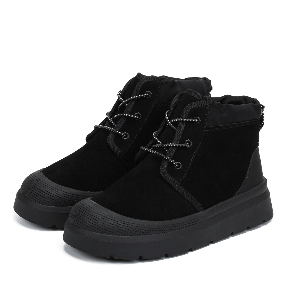 Черные угги из бархатистого велюра на шнурках Respect