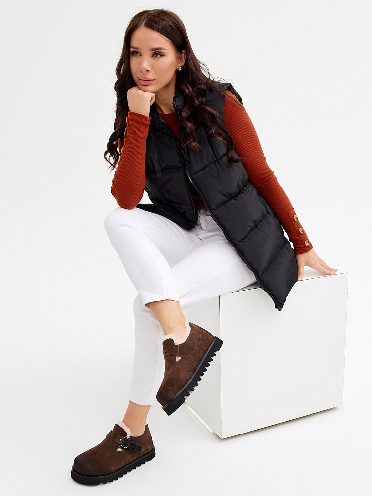 Коричневые утепленные полуботинки из бархатистого велюра Respect