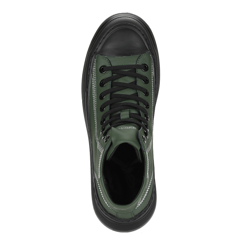 Зеленые кеды из кожи на подкладке из текстиля Respect