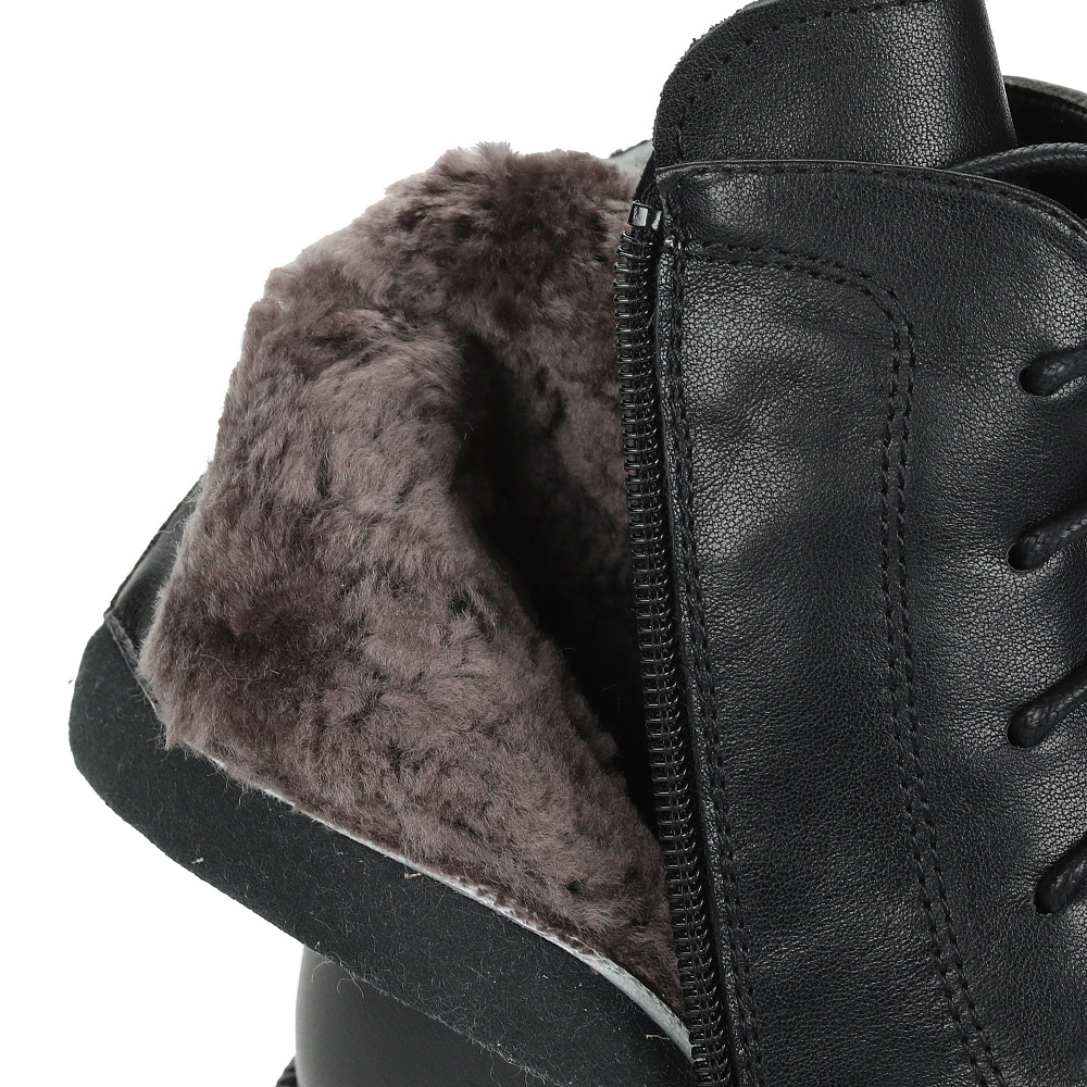 Черные зимние ботинки из гладкой кожи Respect