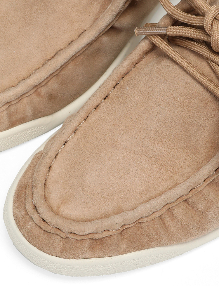 Бежевые топсайдеры из натурального велюра Respect