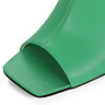 Зеленые сабо из кожи без подкладки на каблуке трапеция с декором