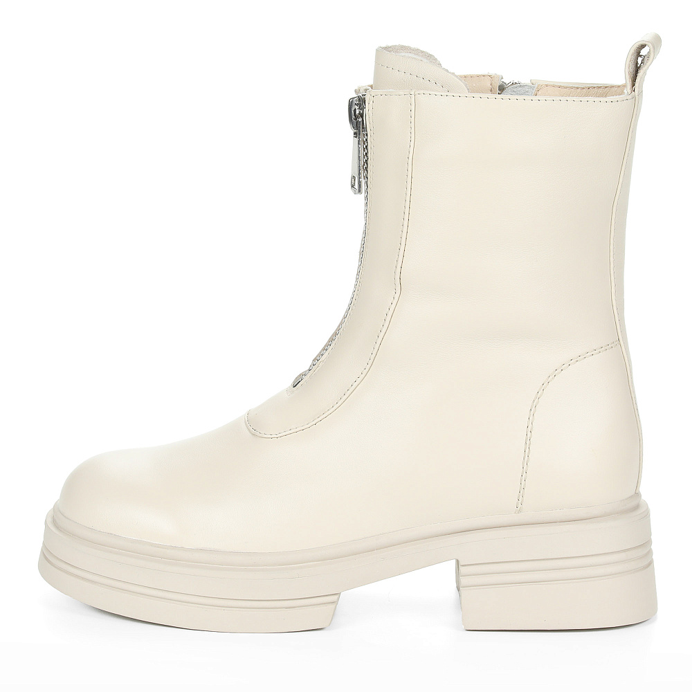 Светлые утепленные полусапоги из гладкой кожи Respect