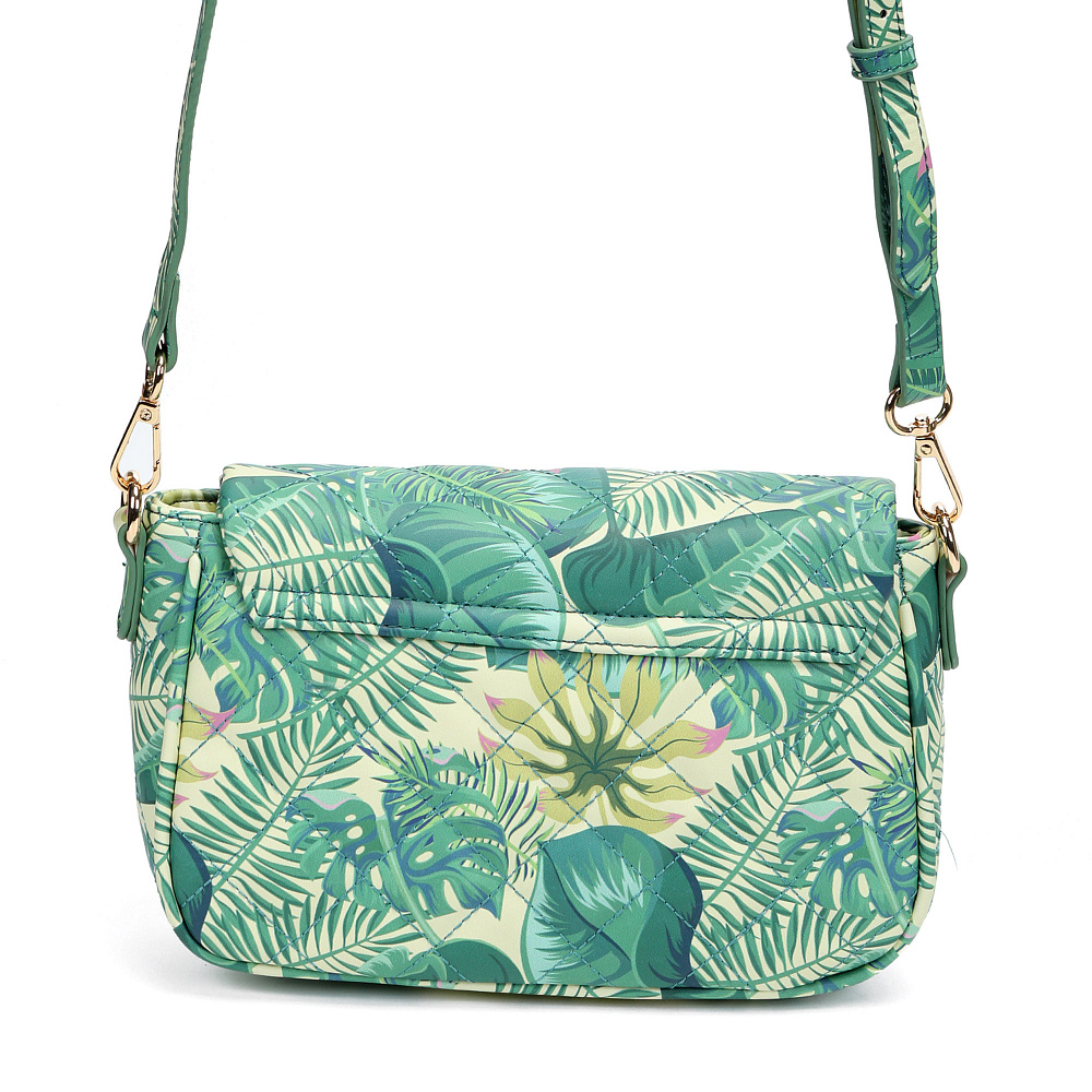 Зеленая сумка мессенджер из экокожи с принтом Respect