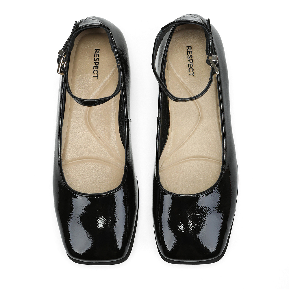 Черные балетки из лаковой кожи Respect