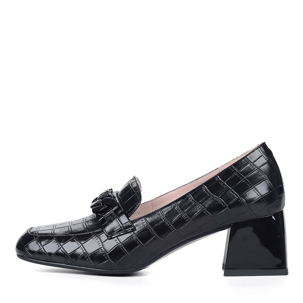 Черные лоферы из кожи с тиснением под рептилию Respect