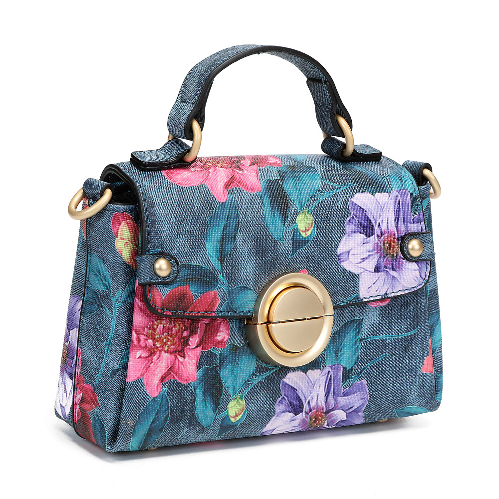 Синяя сумка мессенджер из экокожи с принтом Respect