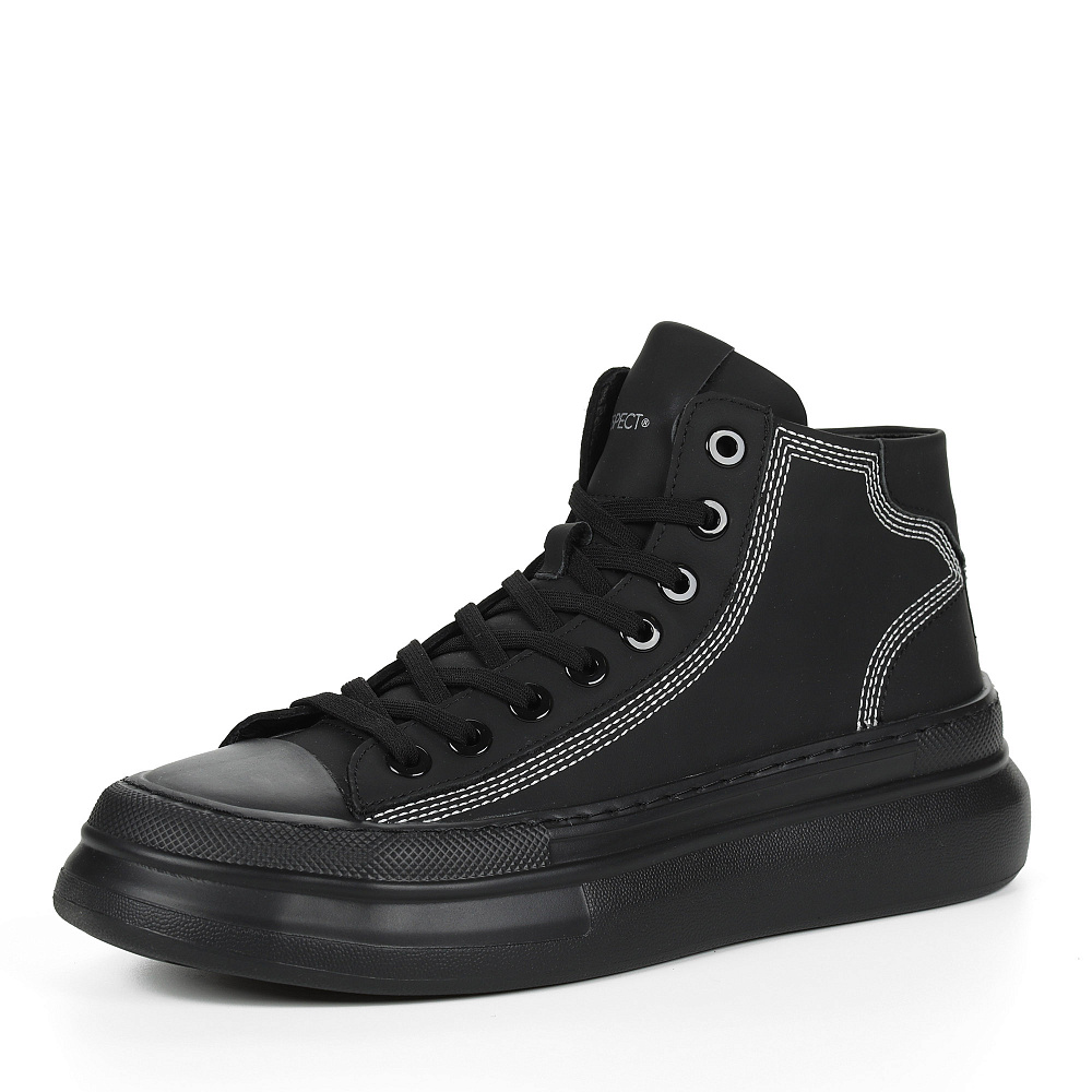 Черные кеды из кожи на подкладке из текстиля Respect