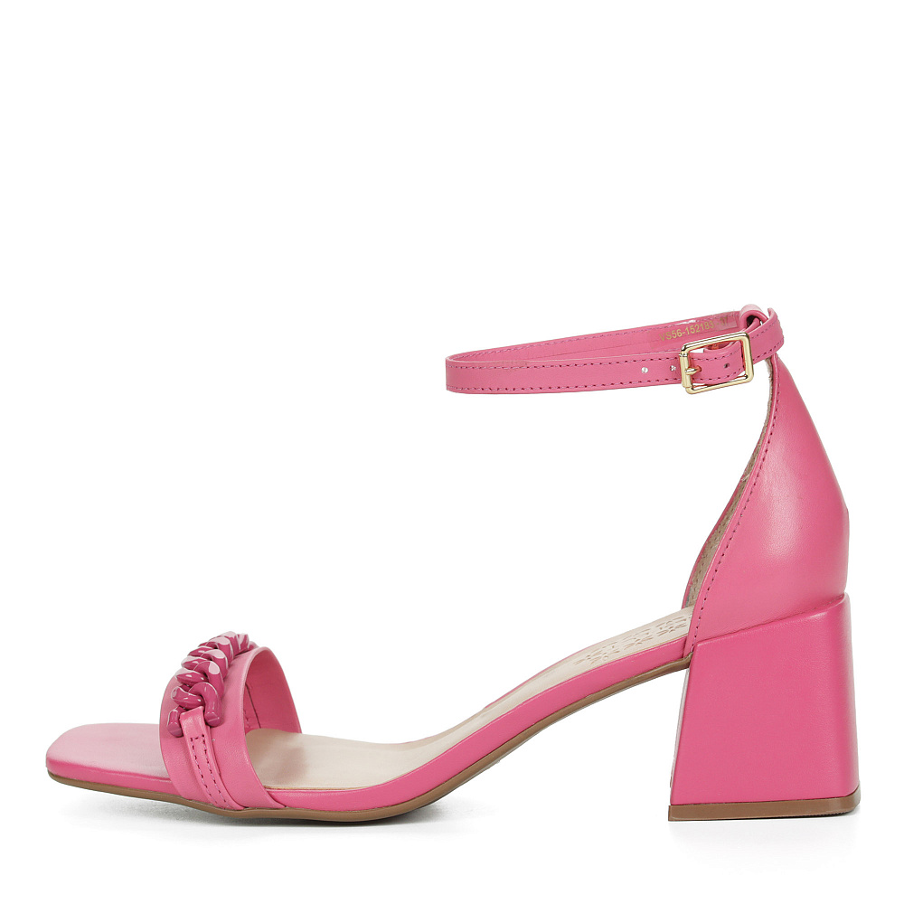 Босоножки цвета фуксия с декором из цепи из кожи на подкладке из экокожи на квадратном каблуке Respect