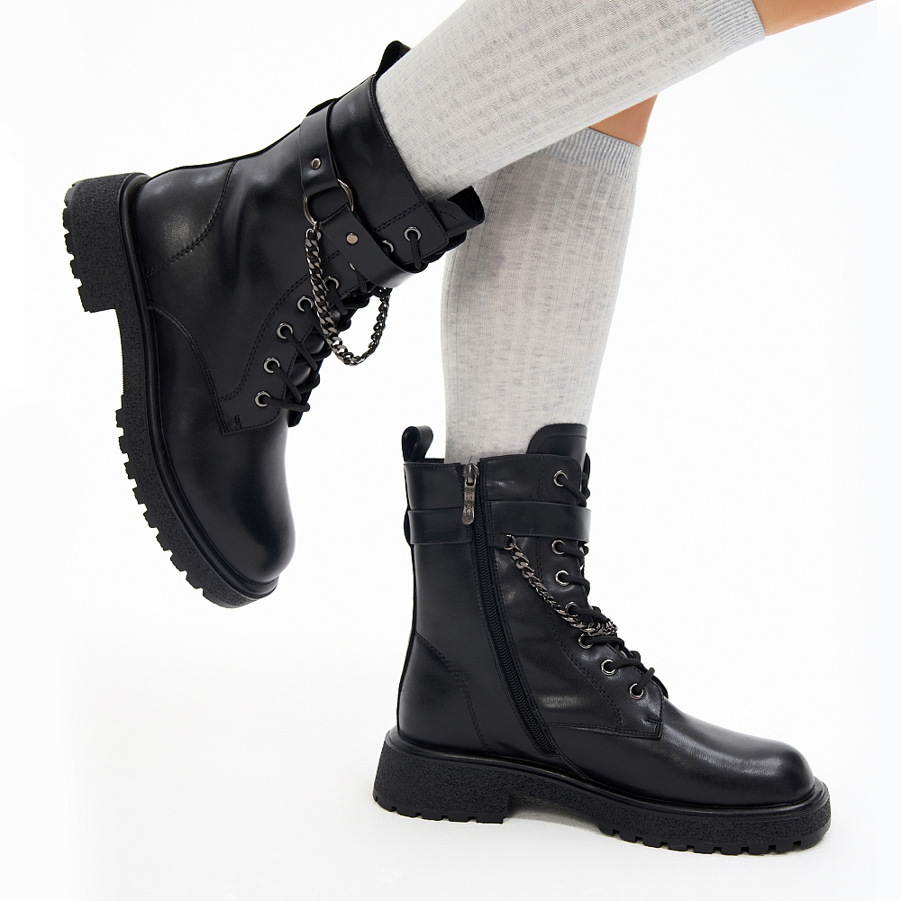 Черные зимние ботинки из кожи Respect