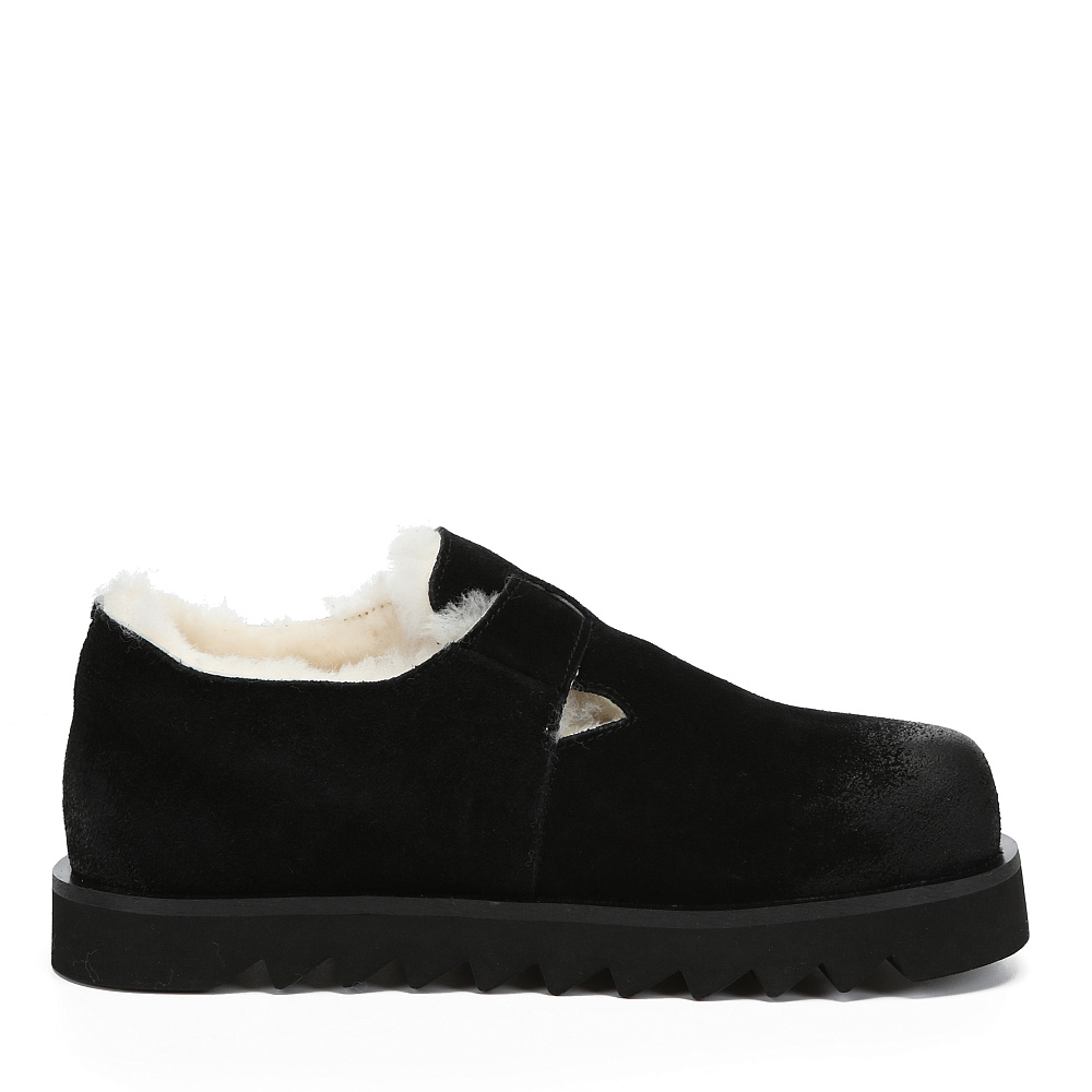 Черные утепленные полуботинки из бархатистого велюра Respect