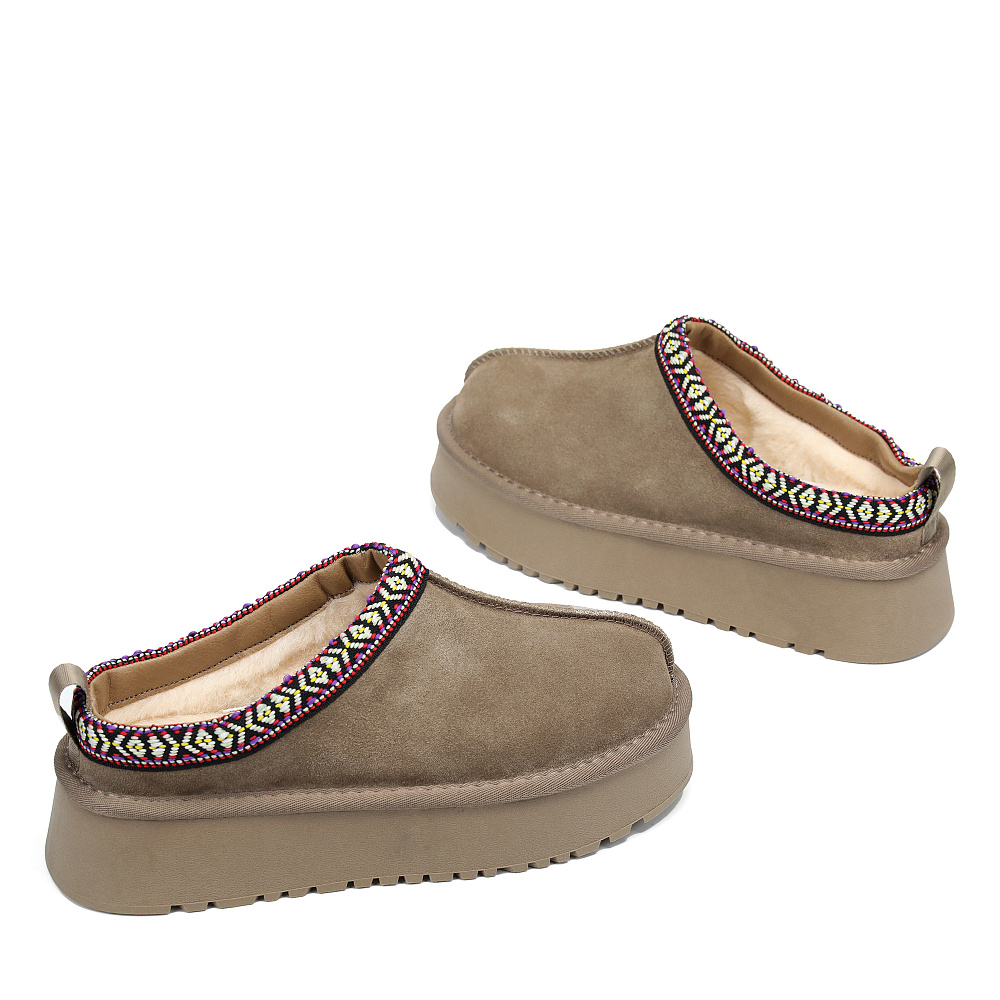 Коричневые низкие угги из бархатистого велюра Respect