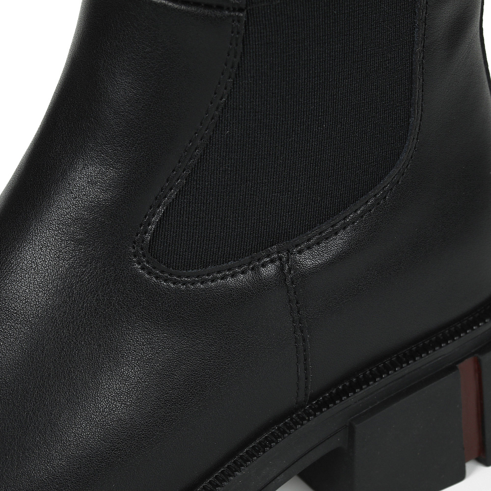 Черные полусапоги из кожи на подкладке из текстиля на утолщенной подошве Respect